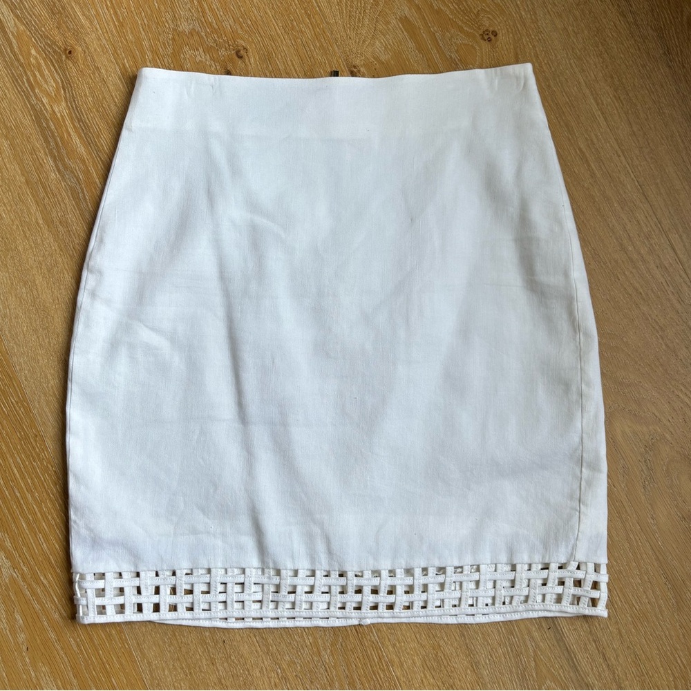 Bebe Cage Detail White Skirt